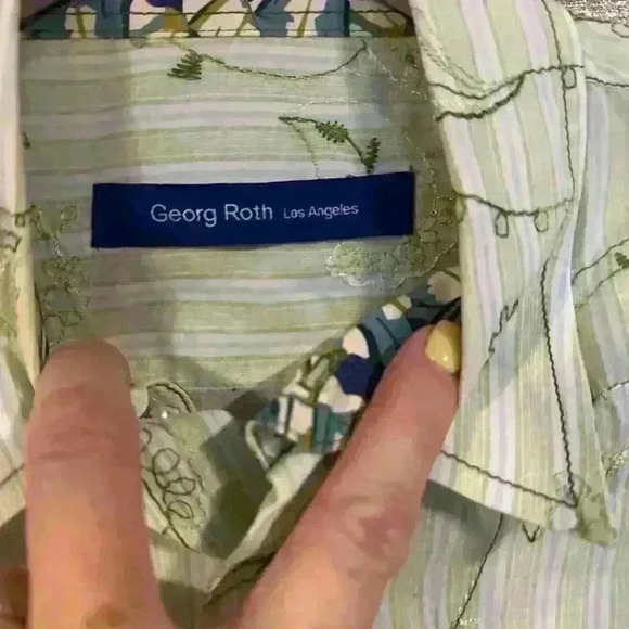 Georg Roth button up paisley top stitch men’s shirt - Picture 4 of 4